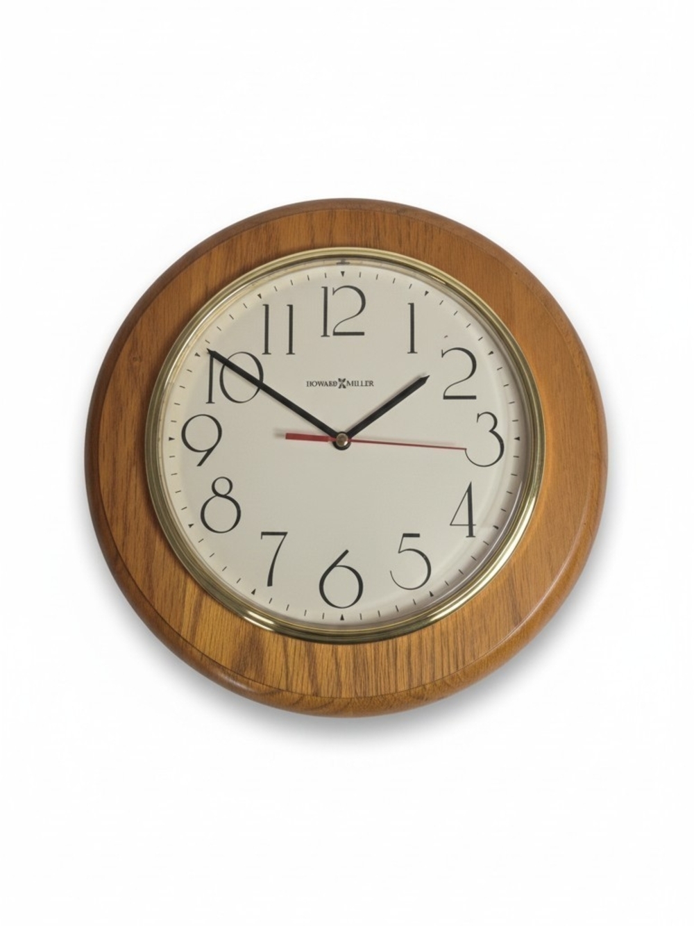 Howard Miller 620-174 Round Wood Hanging Wall Clock Analog Arabic Numerals 12in
